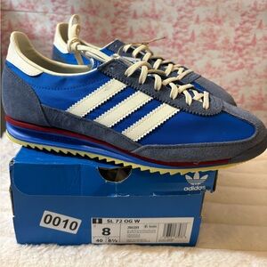 adidas SL 72 OG womens Blue Suede & Nylon Sneakers with Cream Stripes